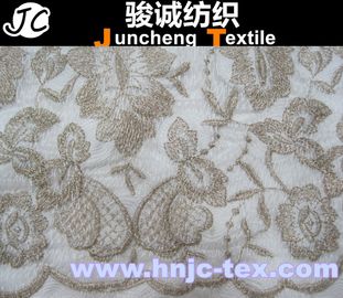 2015 trend 100% polyester wave pattern chemical crochet lace fabric for women dresses