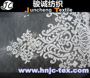 2015 trend 100% polyester wave pattern chemical crochet lace fabric for women dresses