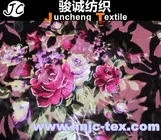 New fabric lively 3Dlike flower pattern burnout spendex and polyester blend elastic fabric