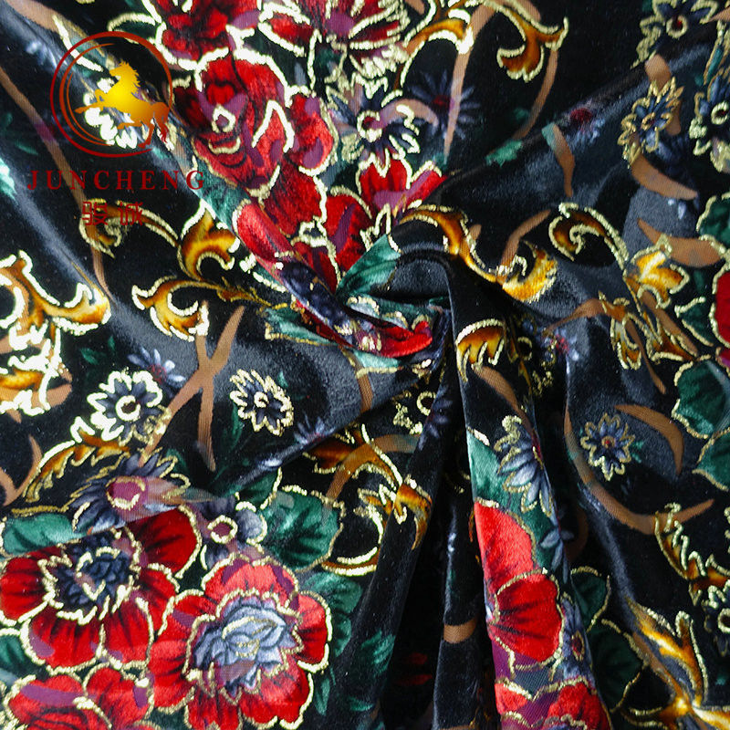2018 hot sale burnout printed KS silk velvet fabric for dresses