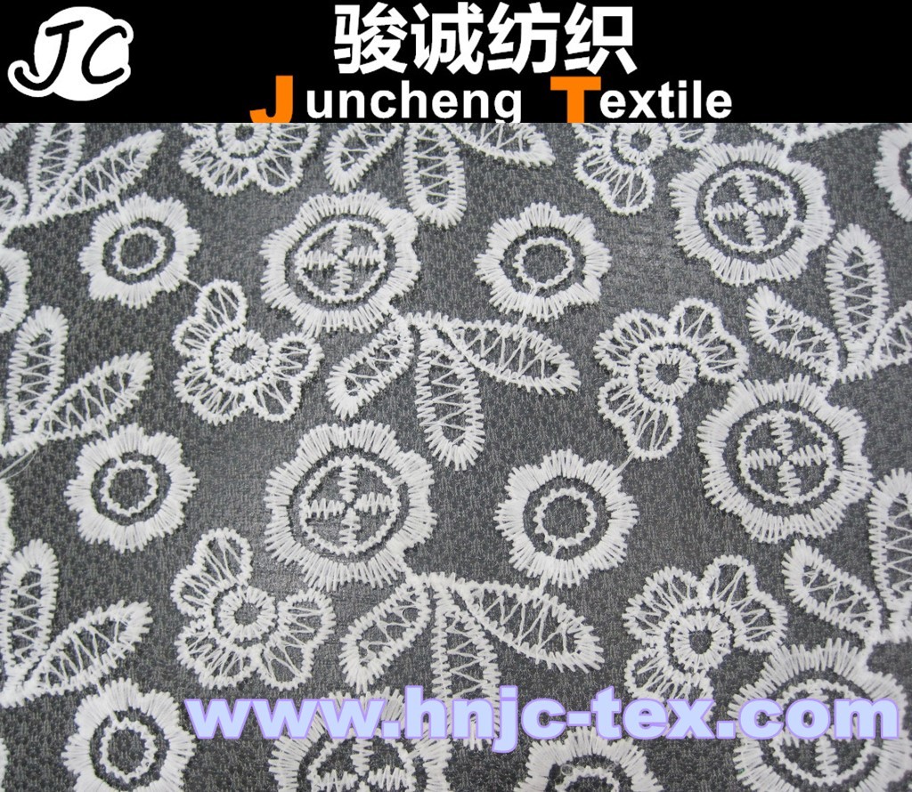 2015 trend 100% polyester wave pattern chemical crochet lace fabric for women dresses